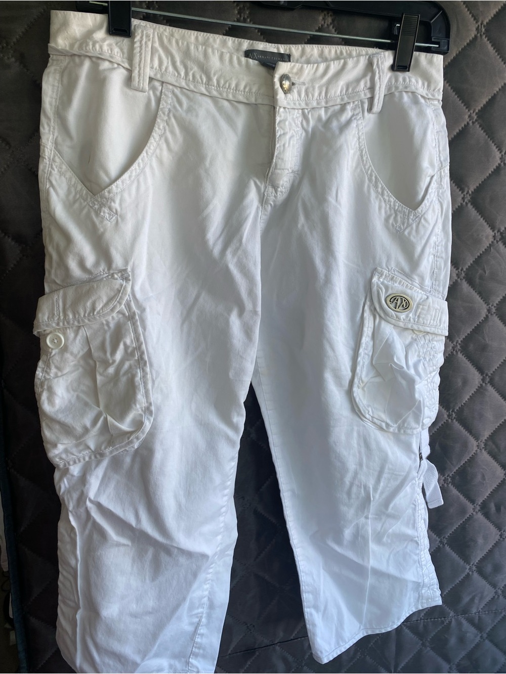 Vintage A|X Armani Exchange White Cargo Capri Pants Y2K Size 4